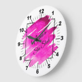 Add Name Edit Text She Shed Mauve Brush Stroke Große Wanduhr (Winkel)