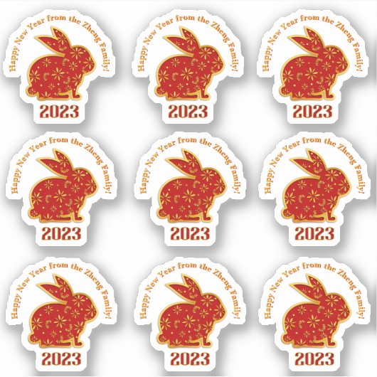 Add Name Happy Chinesisch Neujahr 2023 Rabbit Aufkleber (Vorderseite)