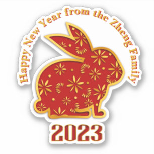 Add Name Happy Chinesisch Neujahr 2023 Rabbit Aufkleber