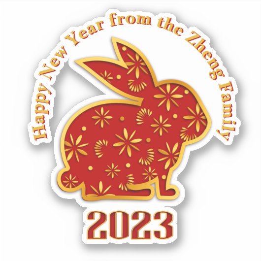 Add Name Happy Chinesisch Neujahr 2023 Rabbit Aufkleber (Vorderseite)