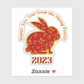 Add Name Happy Chinesisch Neujahr 2023 Rabbit Aufkleber (Blatt)