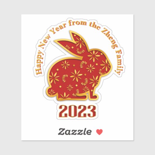 Add Name Happy Chinesisch Neujahr 2023 Rabbit Aufkleber (Blatt)