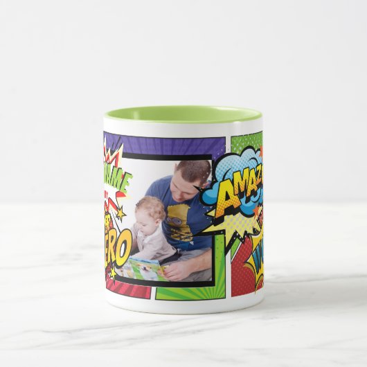 (ADD NAME) Is My SUPERHERO Custom PHOTO COMIC Tasse (Zentrum)