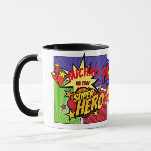 (ADD NAME) ist mein SUPERHERO Personalisiertes COM Tasse (Links)