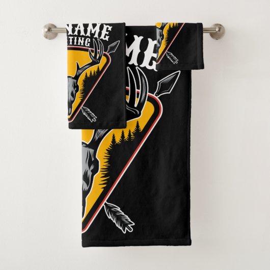 ADD NAME Junter Elk Skull Big Antlers Hirsche Jagd Badhandtuch Set (Insitu)