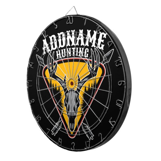 ADD NAME Junter Elk Skull Big Antlers Hirsche Jagd Dartscheibe (Vorderseite rechts)