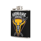 ADD NAME Junter Elk Skull Big Antlers Hirsche Jagd Flachmann (Links)