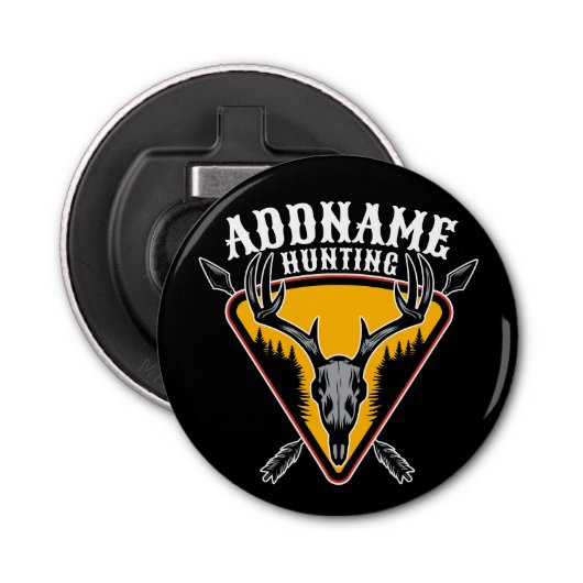 ADD NAME Junter Elk Skull Big Antlers Hirsche Jagd Flaschenöffner (Vorderseite)