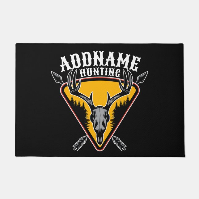 ADD NAME Junter Elk Skull Big Antlers Hirsche Jagd Fußmatte (Vorderseite)