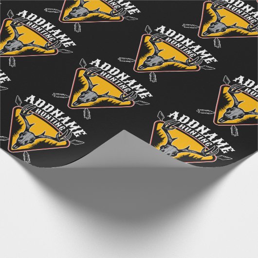 ADD NAME Junter Elk Skull Big Antlers Hirsche Jagd Geschenkpapier (Ecke)