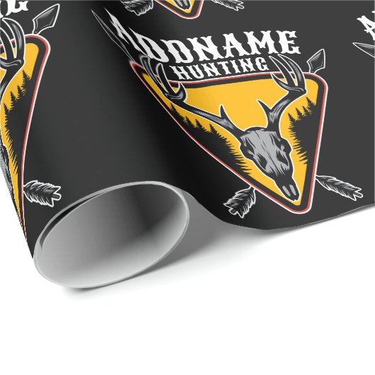 ADD NAME Junter Elk Skull Big Antlers Hirsche Jagd Geschenkpapier (Rolleneckpunkt)