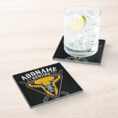 ADD NAME Junter Elk Skull Big Antlers Hirsche Jagd Glasuntersetzer (Schrägansicht)