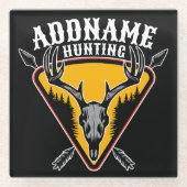 ADD NAME Junter Elk Skull Big Antlers Hirsche Jagd Glasuntersetzer (Vorderseite)