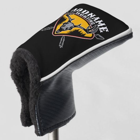 ADD NAME Junter Elk Skull Big Antlers Hirsche Jagd Golf Headcover (3/4 Vorderseite)