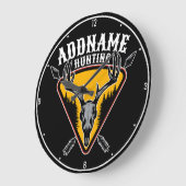 ADD NAME Junter Elk Skull Big Antlers Hirsche Jagd Große Wanduhr (Winkel)