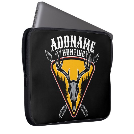 ADD NAME Junter Elk Skull Big Antlers Hirsche Jagd Laptopschutzhülle (Vorne Rechts)