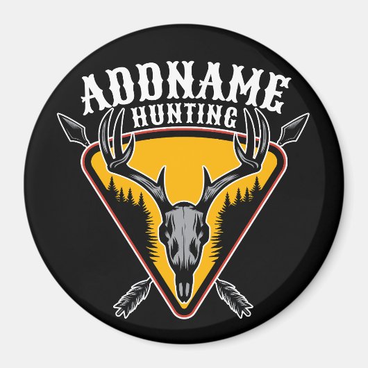 ADD NAME Junter Elk Skull Big Antlers Hirsche Jagd Magnet (Vorne)