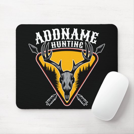 ADD NAME Junter Elk Skull Big Antlers Hirsche Jagd Mousepad (Mit Mouse)