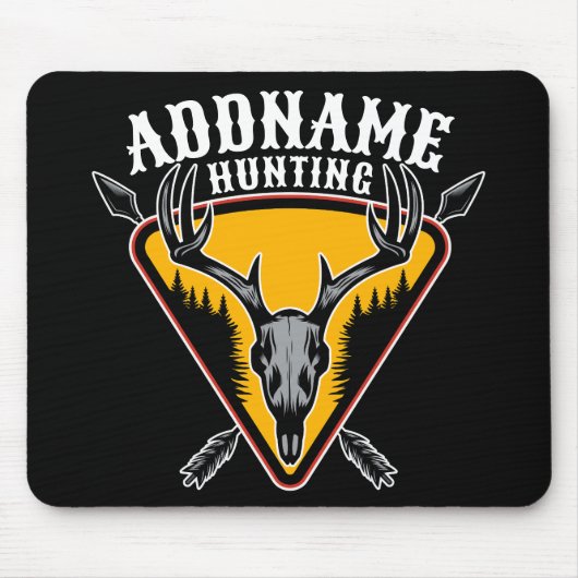 ADD NAME Junter Elk Skull Big Antlers Hirsche Jagd Mousepad (Vorne)