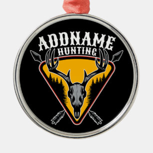 ADD NAME Junter Elk Skull Big Antlers Hirsche Jagd Ornament Aus Metall