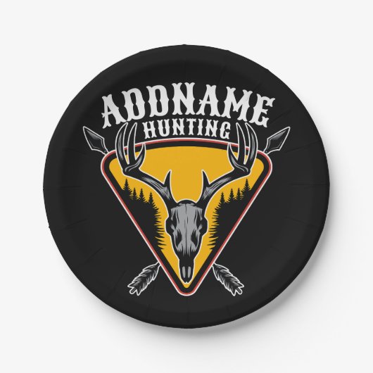 ADD NAME Junter Elk Skull Big Antlers Hirsche Jagd Pappteller (Vorderseite)