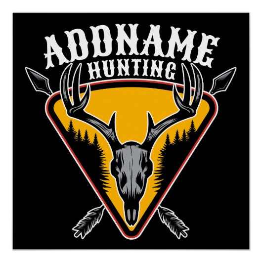 ADD NAME Junter Elk Skull Big Antlers Hirsche Jagd Poster (Vorderseite)