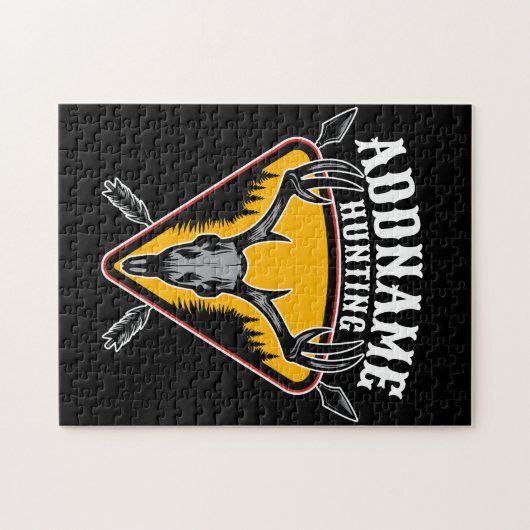 ADD NAME Junter Elk Skull Big Antlers Hirsche Jagd Puzzle (Horizontal)