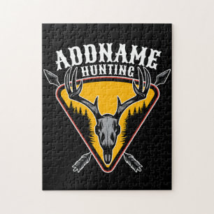 ADD NAME Junter Elk Skull Big Antlers Hirsche Jagd Puzzle