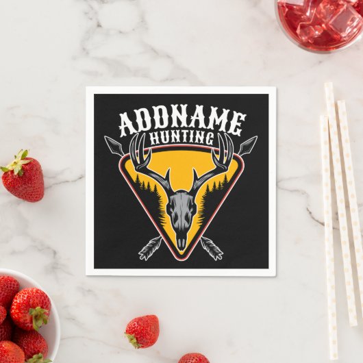 ADD NAME Junter Elk Skull Big Antlers Hirsche Jagd Serviette (Beispiel)