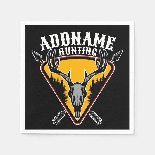 ADD NAME Junter Elk Skull Big Antlers Hirsche Jagd Serviette (Vorderseite)