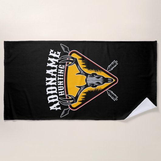 ADD NAME Junter Elk Skull Big Antlers Hirsche Jagd Strandtuch (Vorderseite)