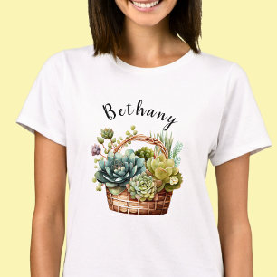 Add Name or Text, Baskets of Succulent Plants T-Shirt