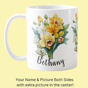 Add Name or Text, Yellow Daffodils with Green Leaf Kaffeetasse
