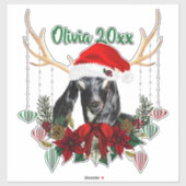 ADD NAME - Schöne Weihnachtsziege Kind Aufkleber (Blatt)