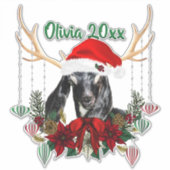 ADD NAME - Schöne Weihnachtsziege Kind Aufkleber (Vorderseite)
