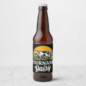 ADD NAME Sunset Dairy Farm Grazing Holstein Kuh Bierflaschenetikett (Vorderseite)
