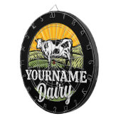 ADD NAME Sunset Dairy Farm Grazing Holstein Kuh Dartscheibe (Vorderseite rechts)