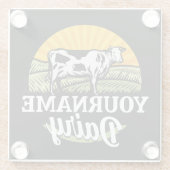 ADD NAME Sunset Dairy Farm Grazing Holstein Kuh Glasuntersetzer (Rückseite)