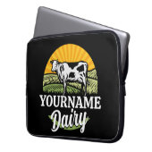 ADD NAME Sunset Dairy Farm Grazing Holstein Kuh Laptopschutzhülle (Vorderseite Links)