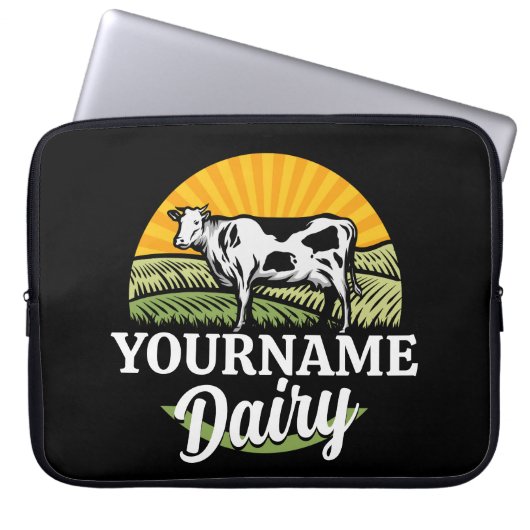 ADD NAME Sunset Dairy Farm Grazing Holstein Kuh Laptopschutzhülle (Vorderseite)