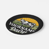 ADD NAME Sunset Dairy Farm Grazing Holstein Kuh Pappteller (Schrägansicht)