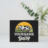 ADD NAME Sunset Dairy Farm Grazing Holstein Kuh Postkarte (Stehend Vorderseite)