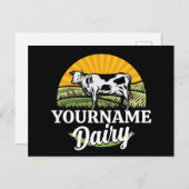 ADD NAME Sunset Dairy Farm Grazing Holstein Kuh Postkarte (Vorne/Hinten)