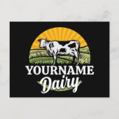 ADD NAME Sunset Dairy Farm Grazing Holstein Kuh Postkarte (Vorderseite)