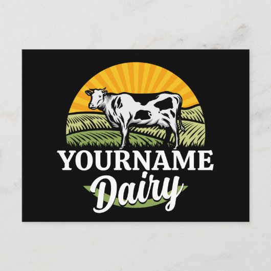 ADD NAME Sunset Dairy Farm Grazing Holstein Kuh Postkarte (Vorderseite)