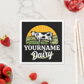 ADD NAME Sunset Dairy Farm Grazing Holstein Kuh Serviette (Beispiel)