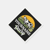 ADD NAME Sunset Dairy Farm Grazing Holstein Kuh Serviette (Ecke)