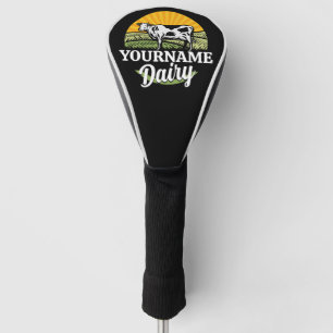 ADD NAME Sunset Dairy Farm Weidende Holstein-Kuh Golf Headcover
