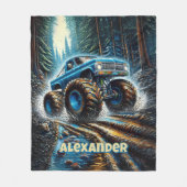 Add Name Text, Monster Truck in Forest Fleecedecke (Vorderseite)