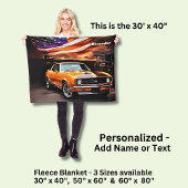 Add Name Text, Orange Muscle Car Fleecedecke
